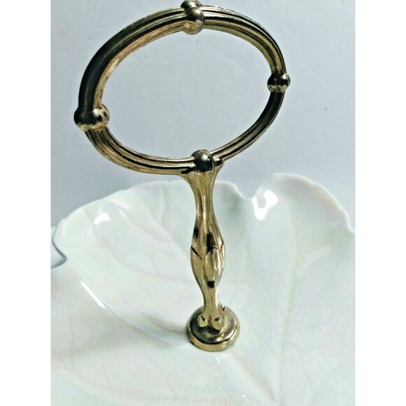 Vintage Royal Winton Handled Leaf Shaped serving tray Mother of Pearl Glaze 1950 - Picture 5 of 11